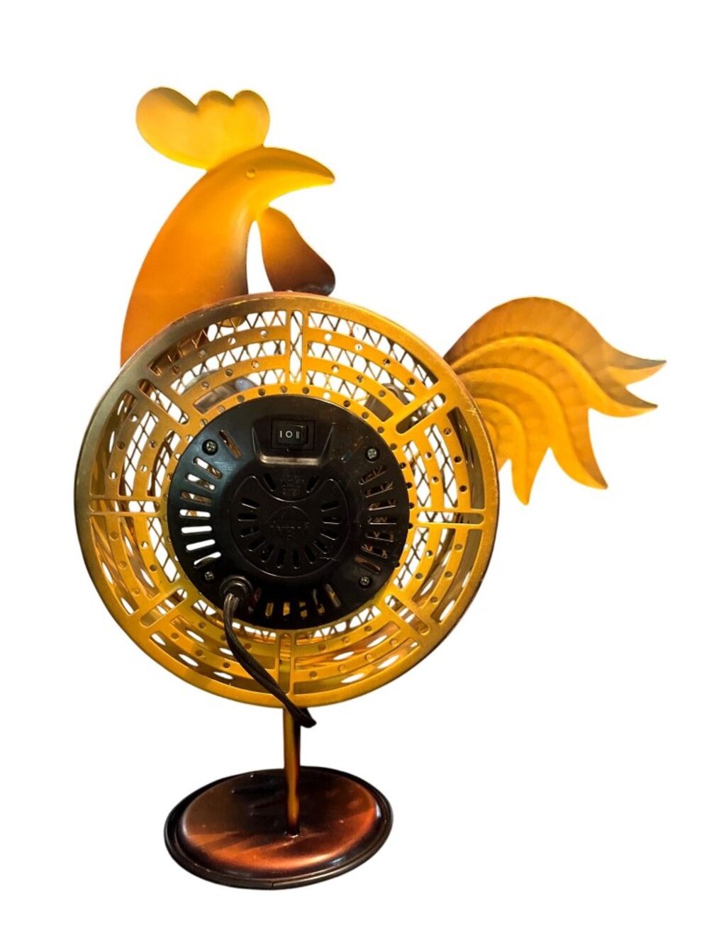 Metal Rooster Chicken Electric Fan  Sculpture Farmhouse Country Rustic - Picture 4 of 6